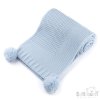 ABP712-BB: Blue Ribbed Wrap with Pom Poms